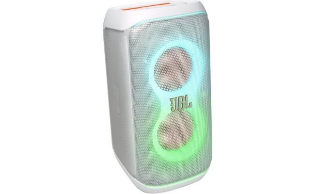 JBL Partybox Club 120 Portable Party Speaker, 160W Output Power, Bluetooth 5.3, Futuristic Lightshow, Up to 12 Hours of Play Time, Auracast Connection, IPX4 Rated Protection - White